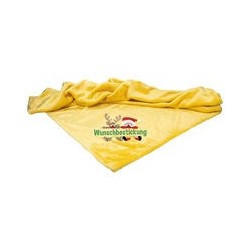 Schecker - Bestickte Mikrofaserdecke Premium [Sonnengelb - Weihnachts-Motiv mit Name]