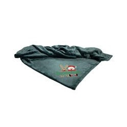 Schecker - Bestickte Mikrofaserdecke Premium [Dunkelgrün - Weihnachts-Motiv mit Name]