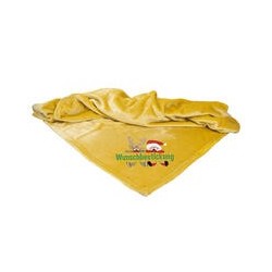 Schecker - Bestickte Mikrofaserdecke Premium [Senf - Weihnachts-Motiv mit Name]
