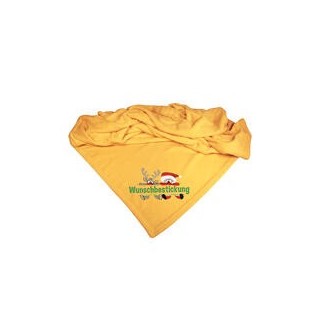 Schecker - Bestickte Mikrofaserdecke Premium [Goldgelb - Weihnachts-Motiv mit Name]