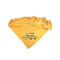 Schecker - Bestickte Mikrofaserdecke Premium [Goldgelb - Weihnachts-Motiv mit Name]