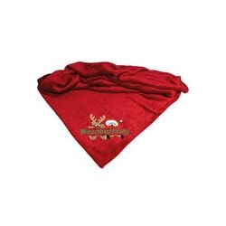 Schecker - Bestickte Mikrofaserdecke Premium [Rot - Weihnachts-Motiv mit Name]