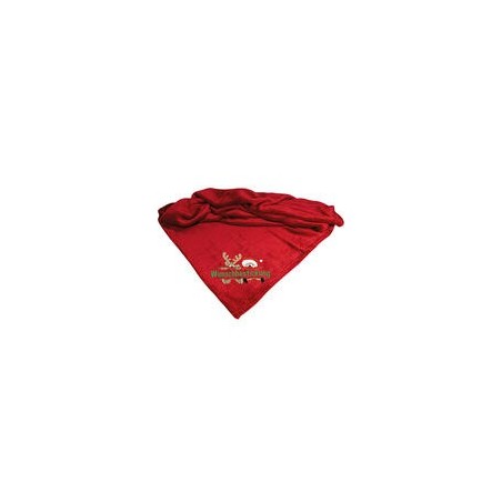Schecker - Bestickte Mikrofaserdecke Premium [Rot - Weihnachts-Motiv mit Name]