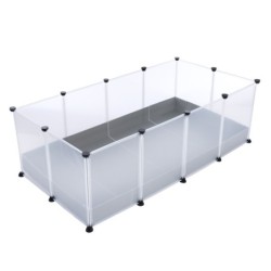 TIAKI Indoor Freigehege für Kleintiere zum Stecken mit Boden - L 145 x B 75 x H 12/46 cm