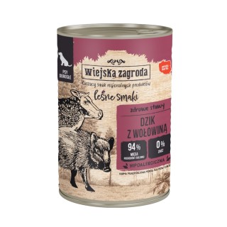 Wiejska Zagroda Dog 12 x 400 g - Wildschwein mit Rind