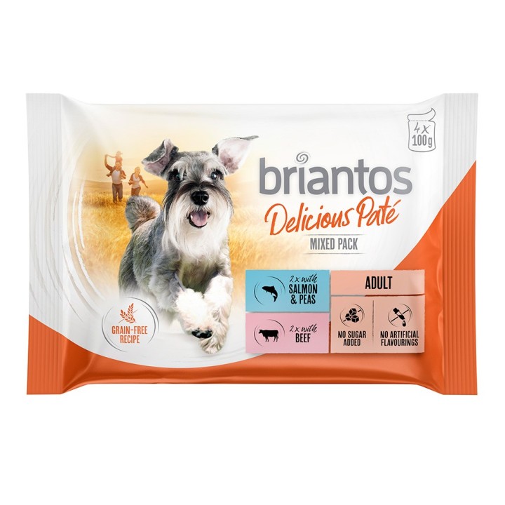 Briantos Frischebeutel Probiermix 4 x 100 g - Delicious Paté (Lachs & Rind)