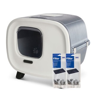 Savic Katzentoilette Mira - Starterset: Toilette anthrazit/weiß + 2 Filter