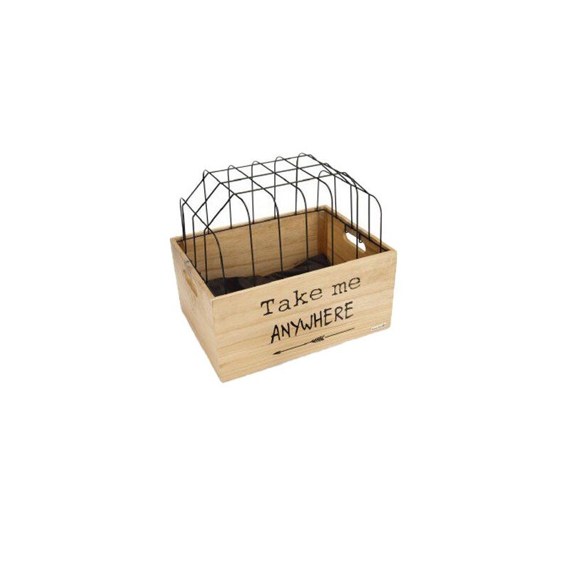 Beeztees Holz-Fahrradkorb Journey + Schutzgitter