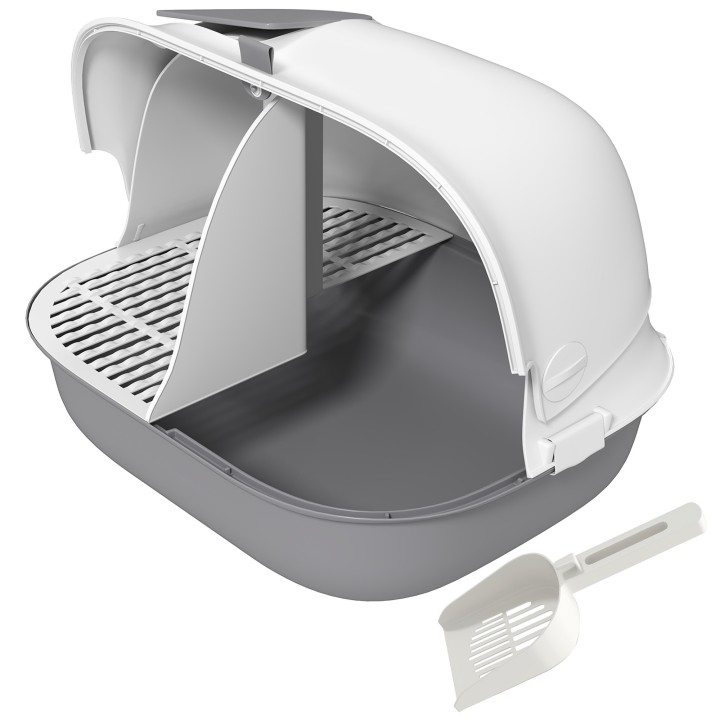 PawHut Katzentoilette mit Deckel, Katzenklo mit Sieb, Tür, Schaufel, geschlossen Katze Toilettenhaus für kleine Katze unter 3