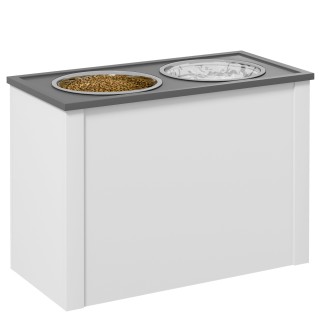 PawHut Hundenapf, Hunde Futterstation mit Stauraum, Wassernapf, Napfständer mit 2 L Edelstahlschüsseln, Hundenapfständer, Fre