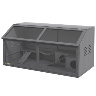 PawHut Hamsterkäfig aus holz, 100cm Nagerhaus, Kleintierstall, Spielhaus mit Hängebrücke, Leitern, zu öffnendes Dach, Hütte,