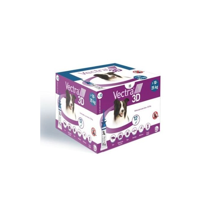 Hundepflege 10-25 kg gegen Flöhe Ceva Vectra 3d (x12)