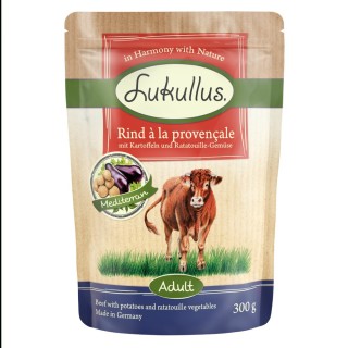 Lukullus Naturkost Adult Getreidefrei Frischebeutel 6 x 300 g - Rind à la Provençale