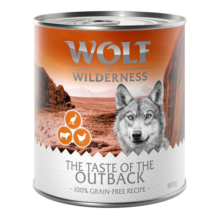 Wolf of Wilderness Adult - "The Taste Of" 6 x 800 g  - The Outback - Huhn, Rind, KÄNGURU