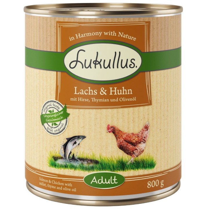 Lukullus Naturkost Adult 6 x 800 g - Lachs & Huhn