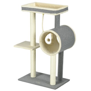 PawHut Kratzbaum 104 cm Katzenbaum mit Katzenhöhle, Katzenkratzbaum mit Spielball, Katzenbaum mit 2 Liegeflächen, Kletterbaum