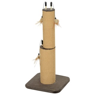 PawHut 2-in-1 Kratzstamm, 78cm Kratzsäule, Jute-Katzenkratzbaum mit Feder, Kratzbaum für Katzen, Katzen Kratzmöbel, Indoor, B