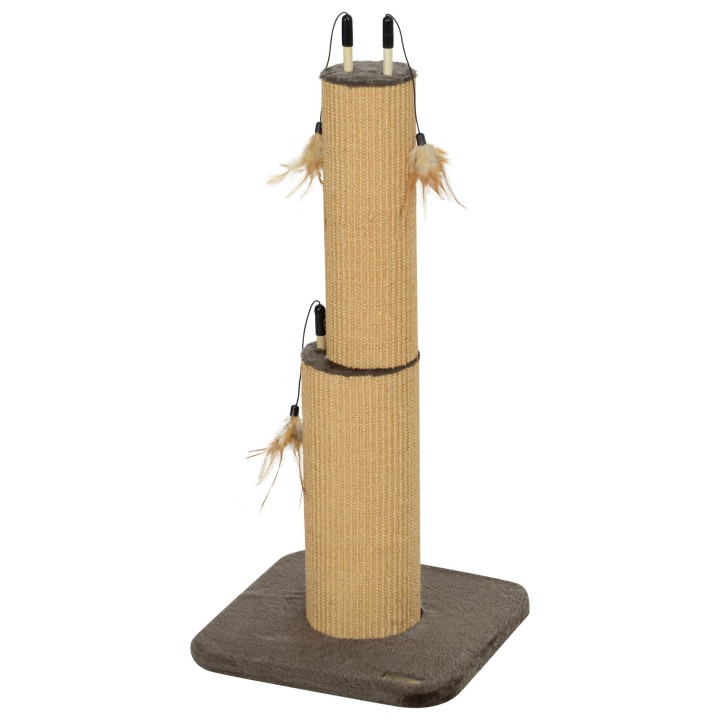 PawHut 2-in-1 Kratzstamm, 78cm Kratzsäule, Jute-Katzenkratzbaum mit Feder, Kratzbaum für Katzen, Katzen Kratzmöbel, Indoor, B