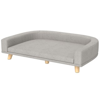 PawHut Hundesofa, Haustiersofa Katzensofa mit Kissen, Hundebett für große Hunde, Hundecouch mit Erhöhtem Design, Hundesessel