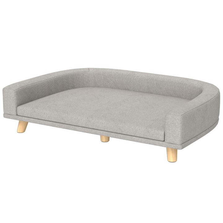 PawHut Hundesofa, Haustiersofa Katzensofa mit Kissen, Hundebett für große Hunde, Hundecouch mit Erhöhtem Design, Hundesessel