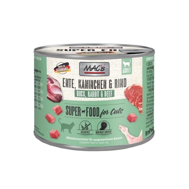 MAC´s Cat 6 x 200 g - Ente, Kaninchen, Rind
