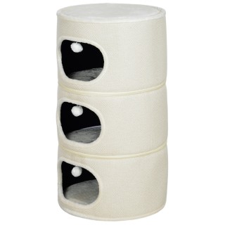 PawHut Kratztonne, 100 cm hoch Katzentonne mit 3 Höhle, Kratzbaum mit Spielbällen, Katzenturm aus Sisal, für Katze bis 6 kg,