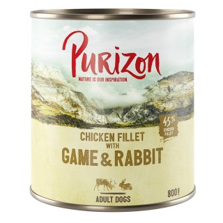 Purizon Original Adult 6 x 800 g - Hühnerfilet mit Wild & Kaninchen, Kürbis und Preiselbeere