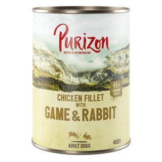 Purizon Original Adult 6 x 400 g - Hühnerfilet mit Wild & Kaninchen, Kürbis und Preiselbeere