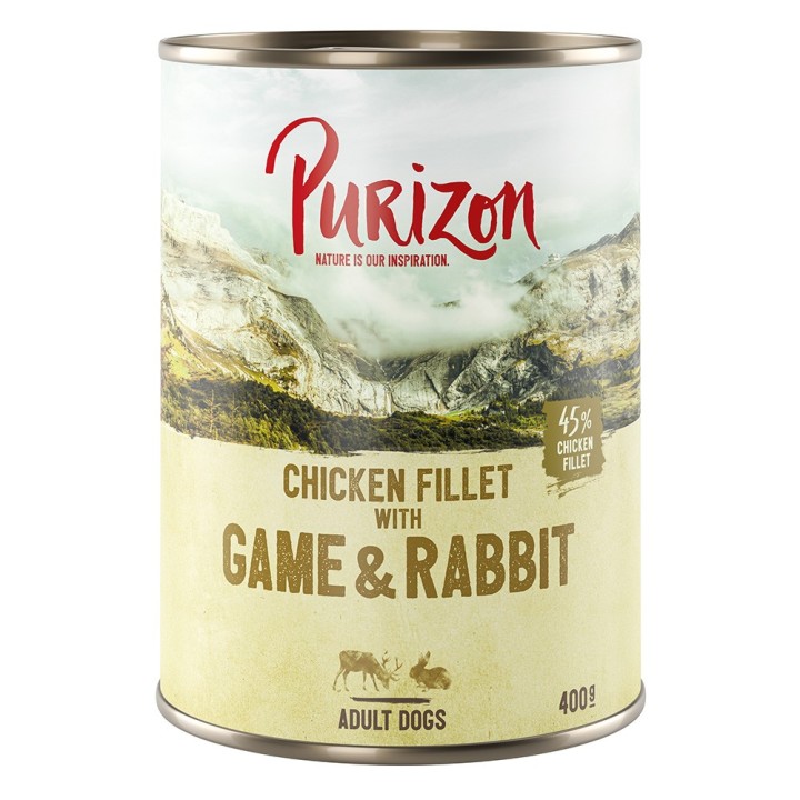 Purizon Original Adult 6 x 400 g - Hühnerfilet mit Wild & Kaninchen, Kürbis und Preiselbeere