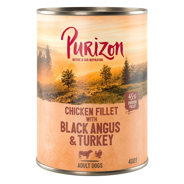 Purizon Original Adult 6 x 400 g - Hühnerfilet mit Black Angus & Truthahn, Süßkartoffel und Cranberry
