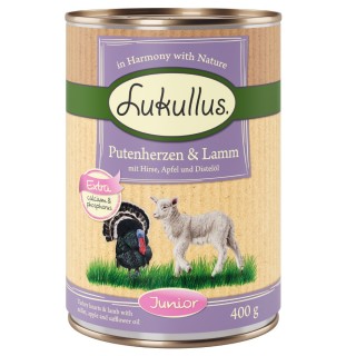 Lukullus Naturkost Junior 6 x 400 g Putenherzen & Lamm