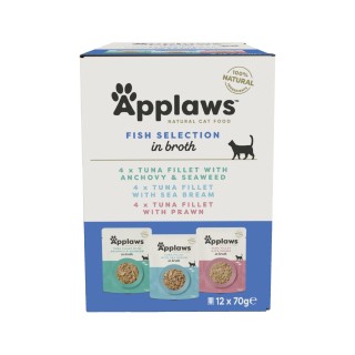 Applaws Multipack Katzenfutter - Frischebeutel - Fish in Broth - 12 x 70 g