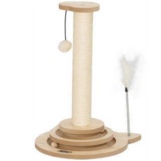 PawHut 4-in-1 Kratzstamm, 49cm Kratzsäule, Sisal-Katzenkratzbaum mit Spielball, Kratzbaum für Katzen, Katzen Kratzmöbel, Indo