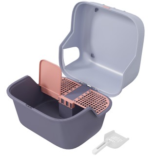 PawHut Katzentoilette mit Deckel, Katzenklo mit Sieb, Schaufel, geschlossen Katze Toilettenhaus für kleine Katze unter 3,5 kg