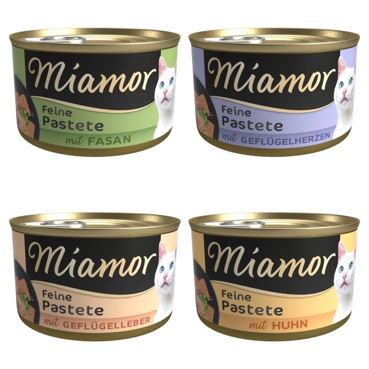 Sparpaket Miamor Pastete 24 x 85 g - Mixpaket Geflügel (4 Sorten)
