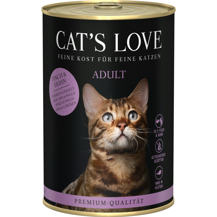 CAT's LOVE Katzen Nassfutter ADULT FISCH & HUHN - 400 g