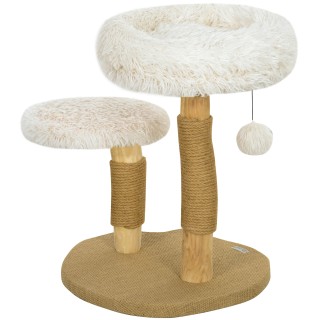 PawHut Kratzbaum 61,5 cm hoch Katzenkratzbaum mit Spielball, Betten, Katzenturm mit Katzenkratzbrett, für Katzen unter 5 kg,
