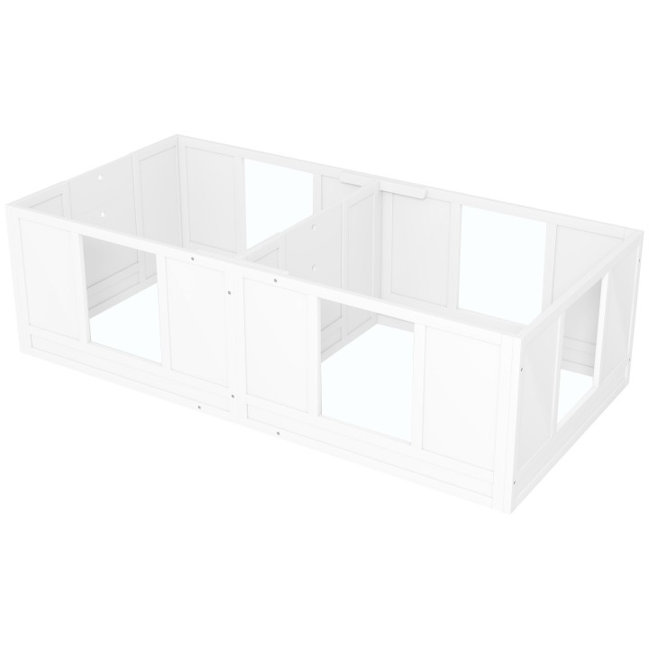 PawHut Wurfkiste für Welpen, Welpenauslauf mit wasserdichter und waschbarer Liegematte, Verstellbare Tür, Welpenlaufstall mit