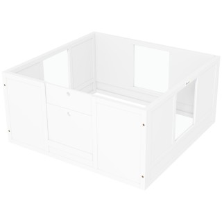 PawHut Wurfkiste für Welpen, Welpenauslauf mit Verstellbare Tür, Rutschfest Fußpads, Welpenlaufstall für bis mittelgroße Hund