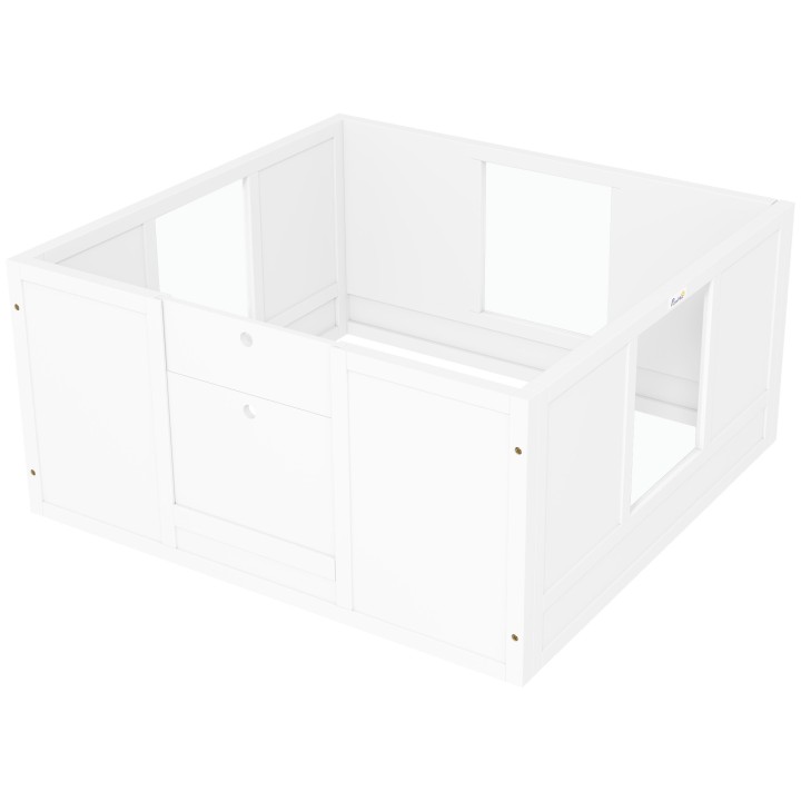 PawHut Wurfkiste für Welpen, Welpenauslauf mit Verstellbare Tür, Rutschfest Fußpads, Welpenlaufstall für bis mittelgroße Hund