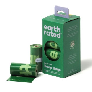 Earth Rated Hundekotbeutel Rollen - 8 Rollen à 15 Beutel, Lavendel (120 Beutel)