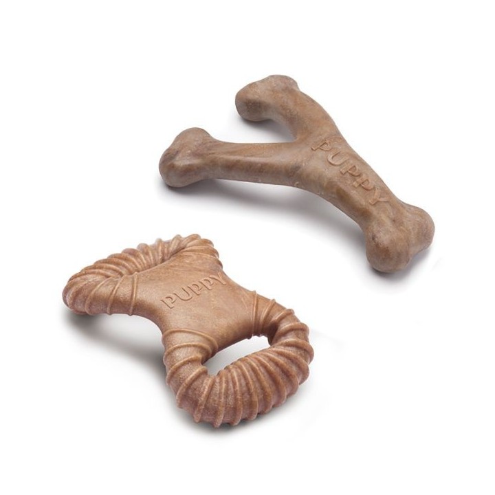 Kauspielzeug für Welpen Benebone Dental chew-wishbone BacoN