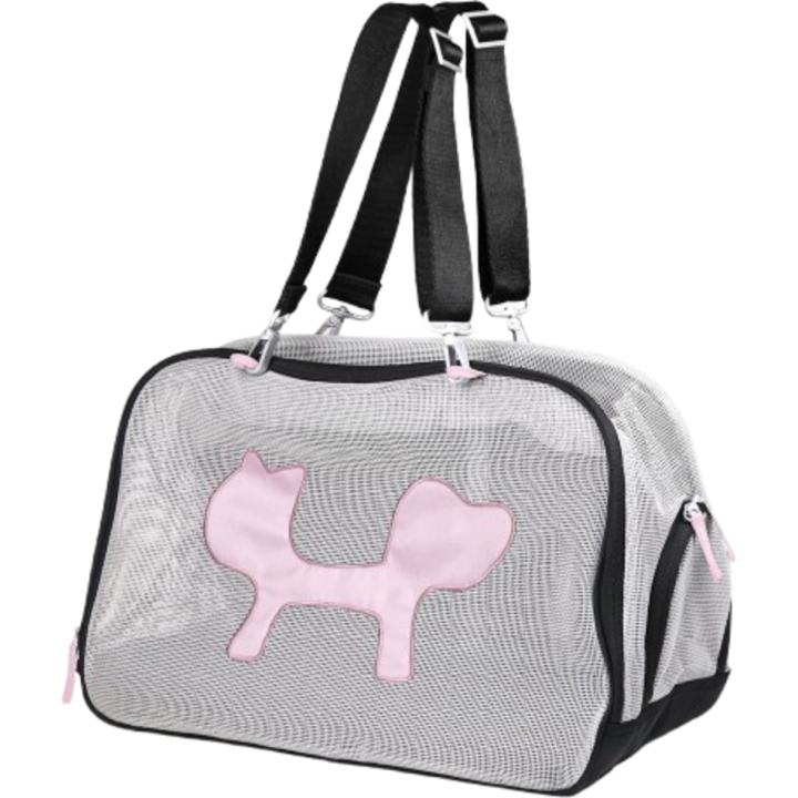 United Pets Mesh Bag ECO - Tragetasche für Hunde und Katzen - schwarz/pink