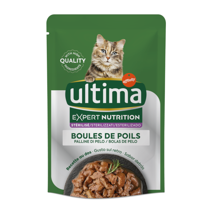 Ultima Cat Expert Nutrition Hairball Rind & Lachs - 4 x 70 g