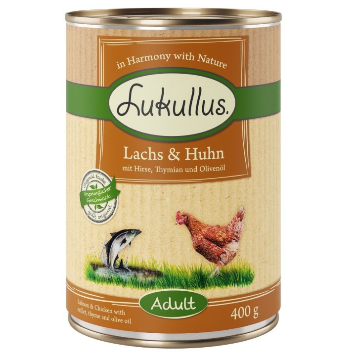 Lukullus Naturkost Adult 6 x 400 g - Lachs & Huhn