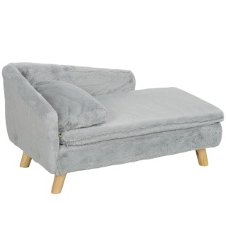 PawHut Hundesofa für mittelgroße Hunde, Hundebett mit abnehmbarem und waschbarem Kissen, Haustiersofa mit Holzbeine, mit Erhö