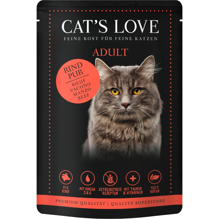 CAT's LOVE Katzen Nassfutter ADULT Rind Pur - 85 g