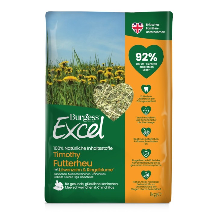 Burgess Excel Futterheu mit Löwenzahn und Ringelblume - 1 kg