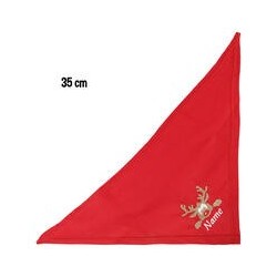 Schecker - Besticktes Weihnachts-Halstuch Rentier Rotnase + Name [35cm - Rot]