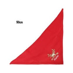 Schecker - Besticktes Weihnachts-Halstuch Rentier Rotnase + Name [50cm - Rot]